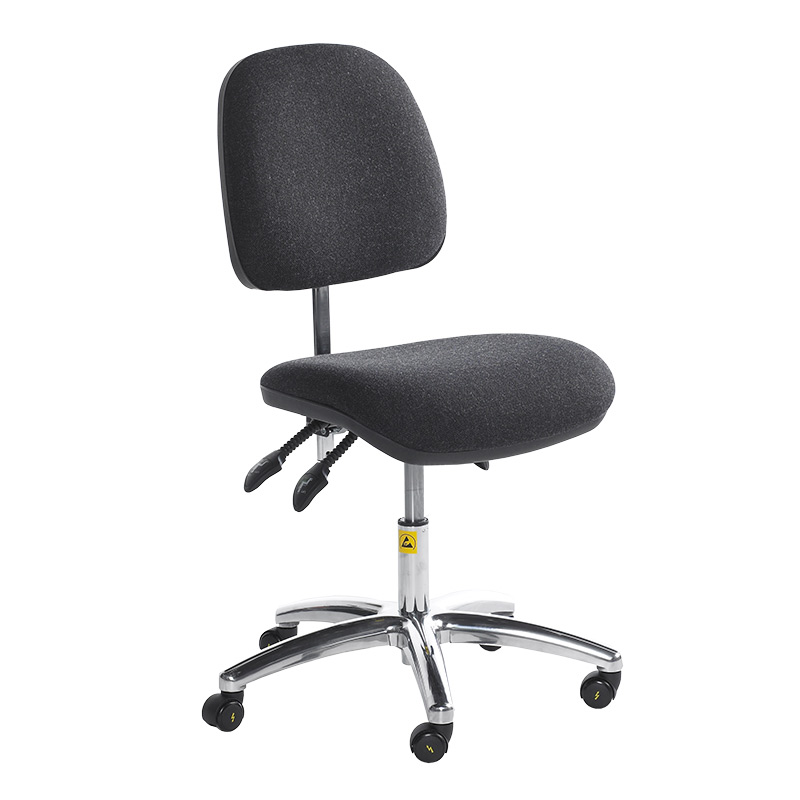 ESD Fully ergonomic upholstered chair - 5-star base with castors - Low lift - 430-570mm high