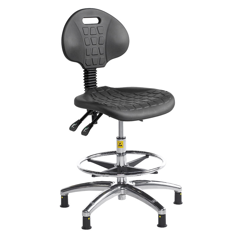ESD polyurethane fully ergonomic high-lift chair with foot ring and glide base