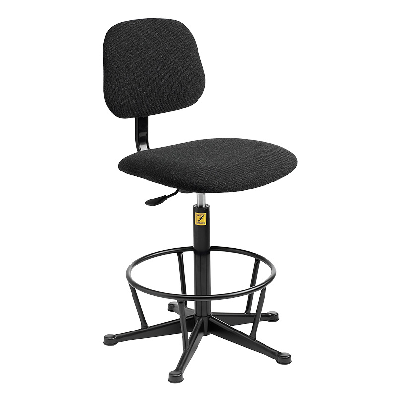 ESD Upholstered Operator Chair with Glides, High Lift 550-800mm seat height