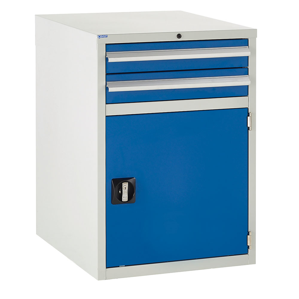Euroslide 600 Metal Cabinet, 2 x 100mm Drawers & 1x 500mm Cupboard - 825 x 600 x 650mm
