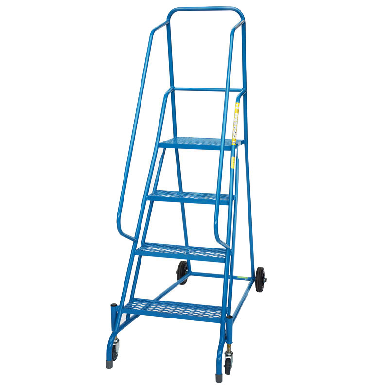 Spring Mobile Safety Steps - 4 expanded steel treads - platform height 1000mm - EN-131 & DGUV Tested