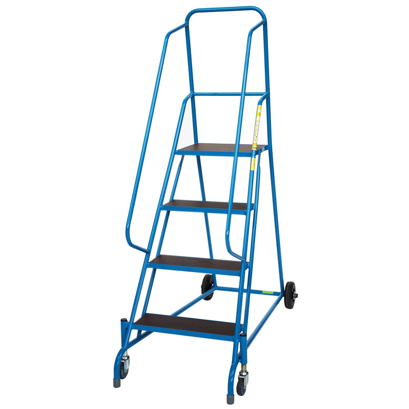 Spring Mobile Safety Steps - 4 phenolic non-slip treads - platform height 1000mm - EN-131 & DGUV Tested