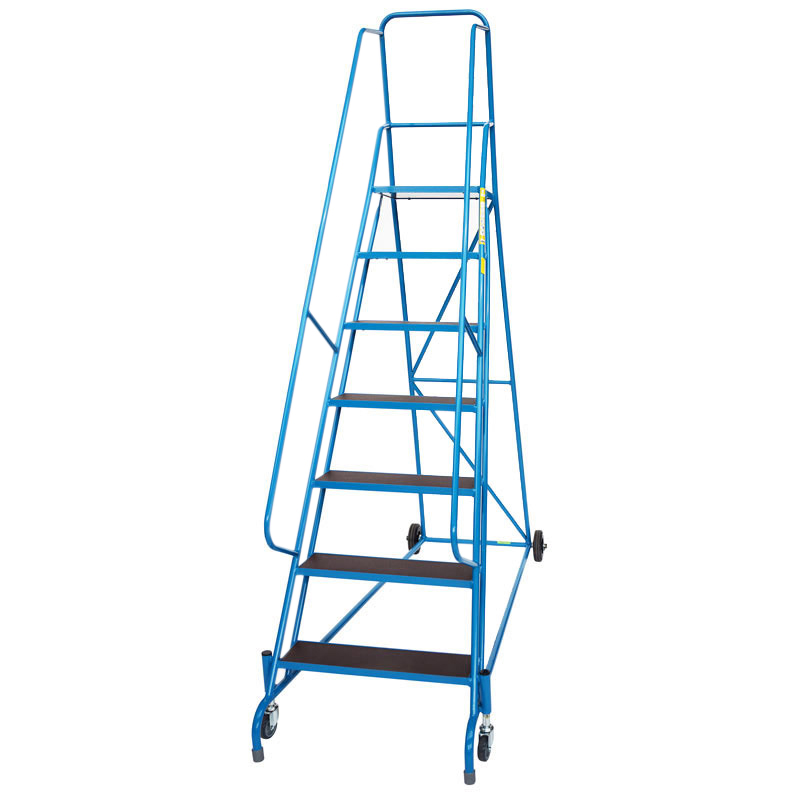 Spring Mobile Safety Steps - 7 phenolic non-slip treads - platform height 1750mm - EN-131 & DGUV Tested