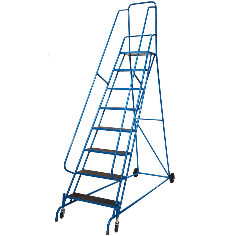 Spring Mobile Safety Steps - 8 phenolic non-slip treads - platform height 2000mm - EN-131 & DGUV Tested