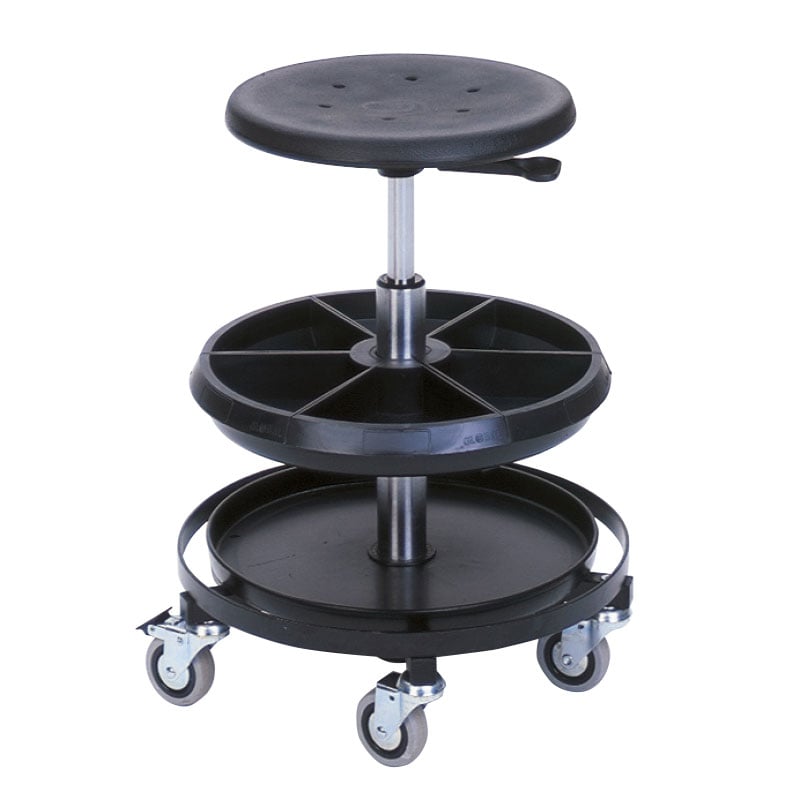 Mobile Workshop Work Stools with parts tray High Lift 510-770 h