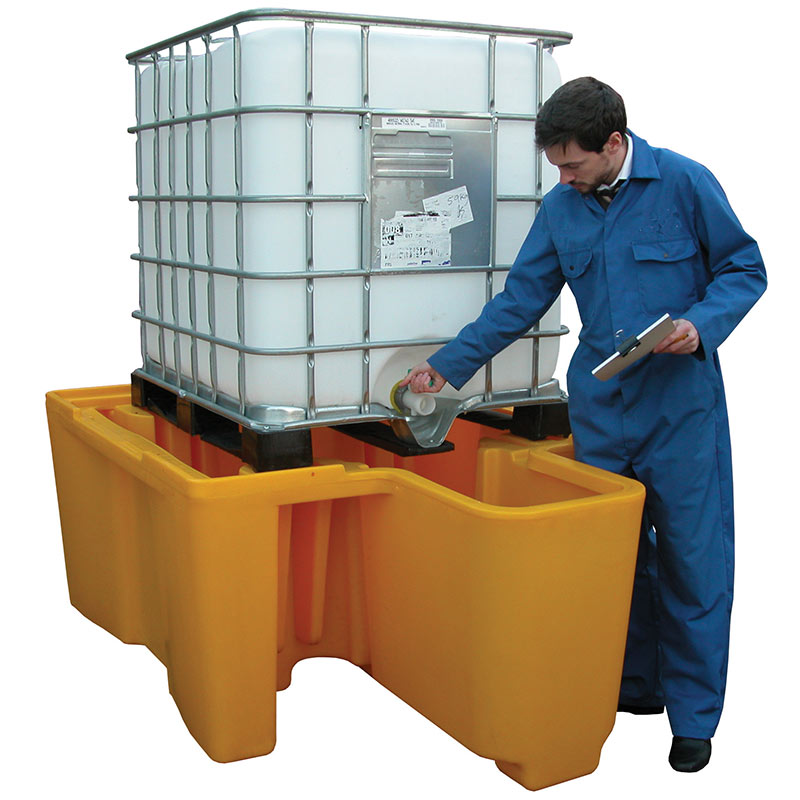 Single IBC Bund Pallet with Built-In Dispenser - 1100 litre