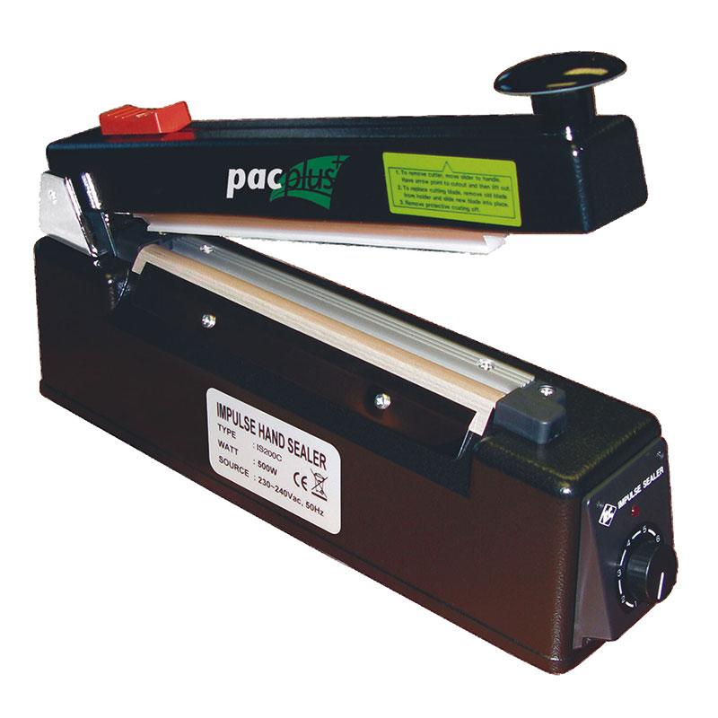 200mm Single Bar Impulse Heat Sealer with Cutter - 350W