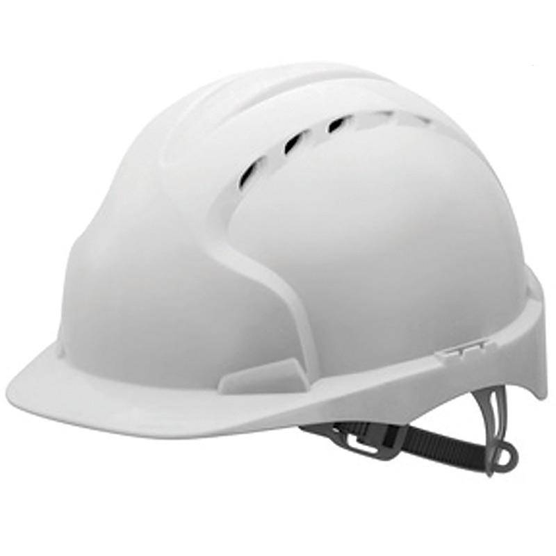 White JSP EVO3 Safety Helmet with Comfort Harness and Slip Ratchet