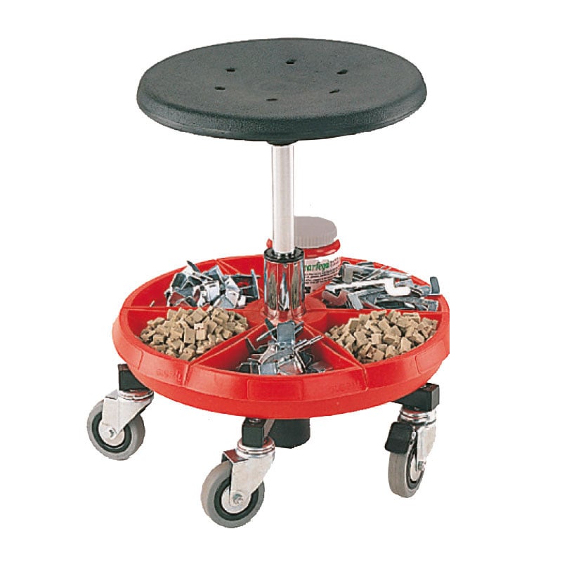 Mobile Workshop Work Stools with parts tray Low Lift 360-475 h