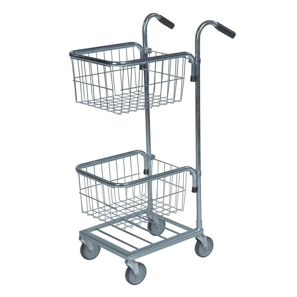 Mini Office Trolley 2 Baskets- 35kg capacity - 1090 x 355 x 660