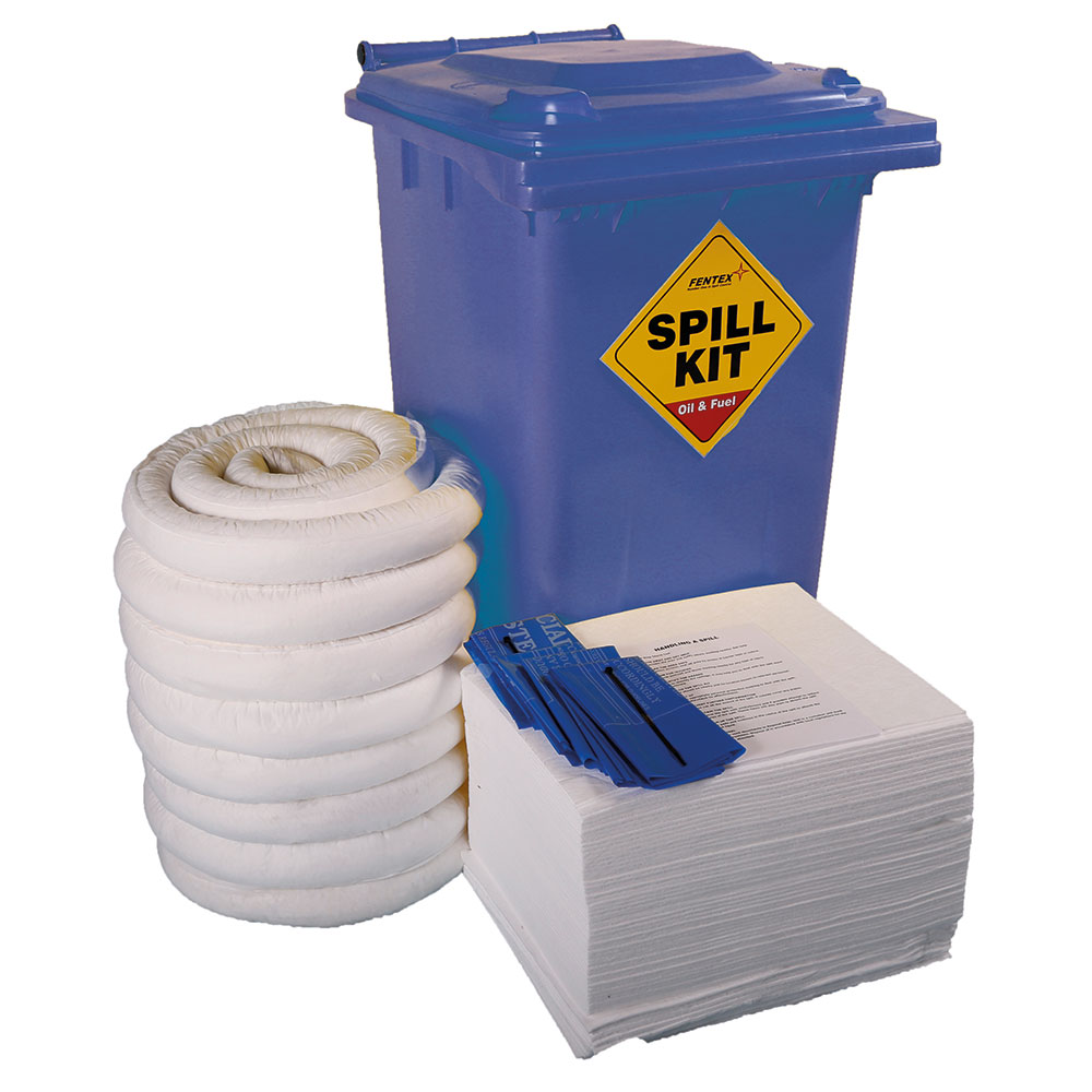 240L Oil & Fuel Spill Kit with 240L Blue Wheelie Bin