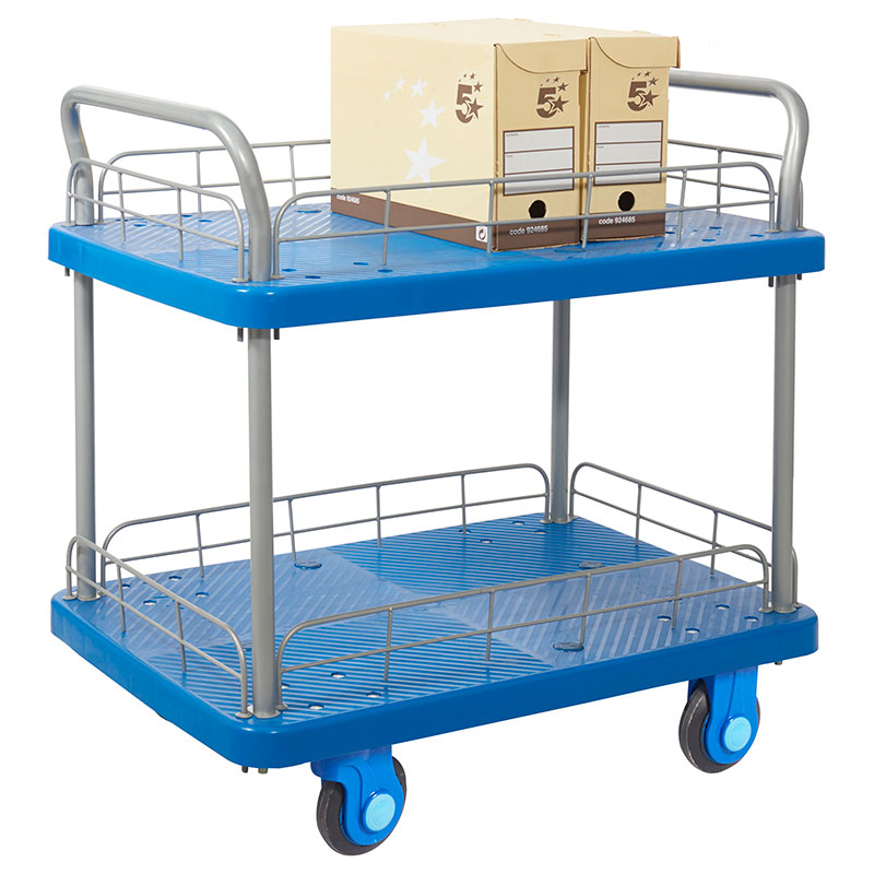 300kg Two-Tier Platform Trolley with Wire Surrounds - 730 x 900 x 600mm (H x W x D) 