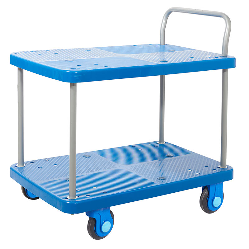 300kg Two-Tier Platform Trolley with Silent Castors - 730 x 900 x 600mm (H x W x D)