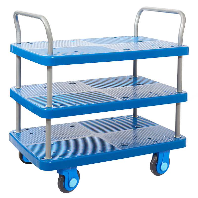 300kg Three-Tier Platform Trolley with Silent Castors - 730 x 900 x 600mm (H x W x D)