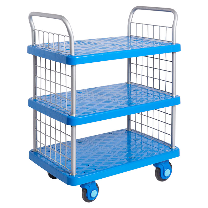 3 Tier platform trolley with mesh ends -  300kg capacity 