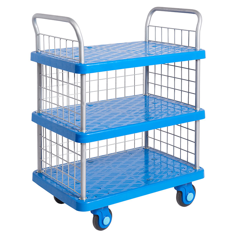 3 Tier platform trolley with sides and ends - 300kg capacity