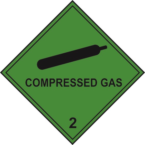 Compressed Gas 2 - Diamond Hazard Warning Labels (100 x 100mm Roll of 250)