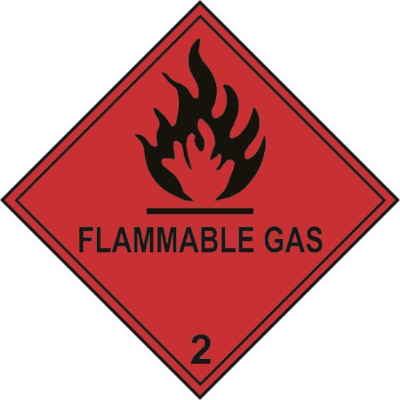Flammable Gas 2 - Labels (100 x 100mm Roll of 250)