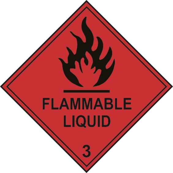 Flammable Liquid 3 - Diamond Hazard Warning Labels (100 x 100mm Roll of 250)