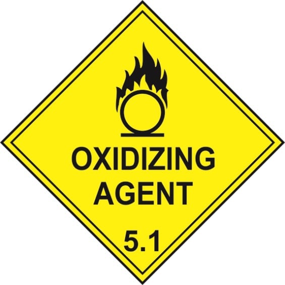 Oxidizing Agent 5.1 - Diamond Hazard Warning Labels (100 x 100mm Roll of 250)