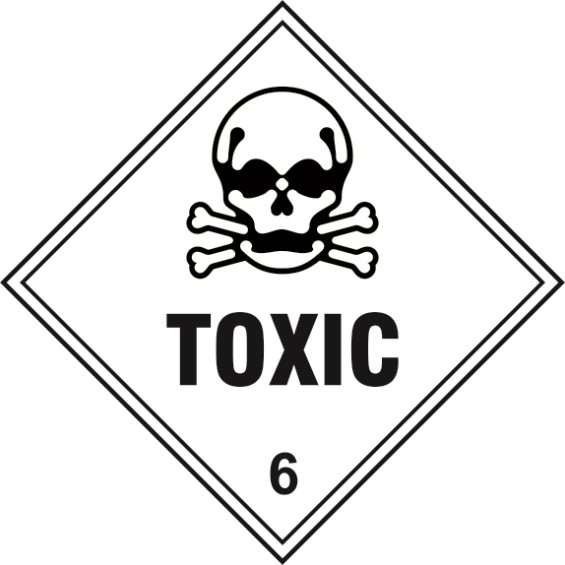Toxic 6 - Diamond Hazard Warning Labels (100 x 100mm Roll of 250)