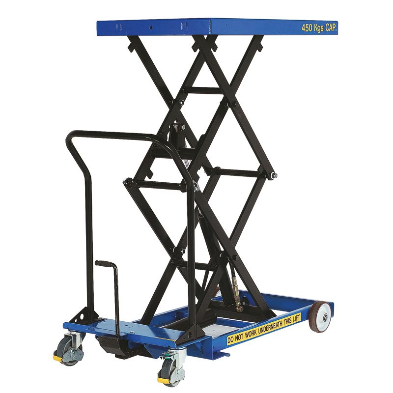 Manual Mobile Double Scissor Lift Table 450kg cap