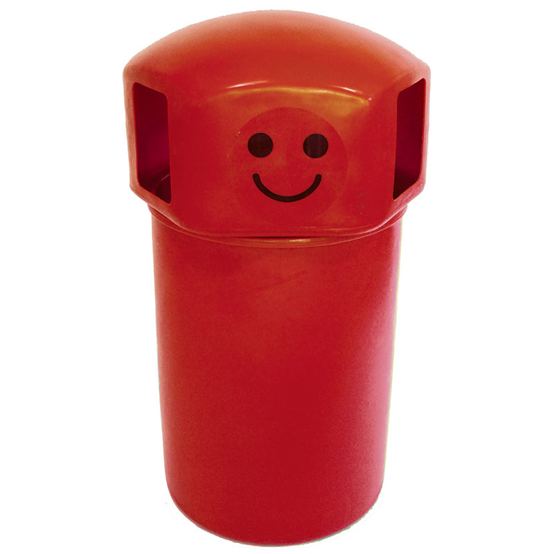 145L Red Spacebin with Smiley Face