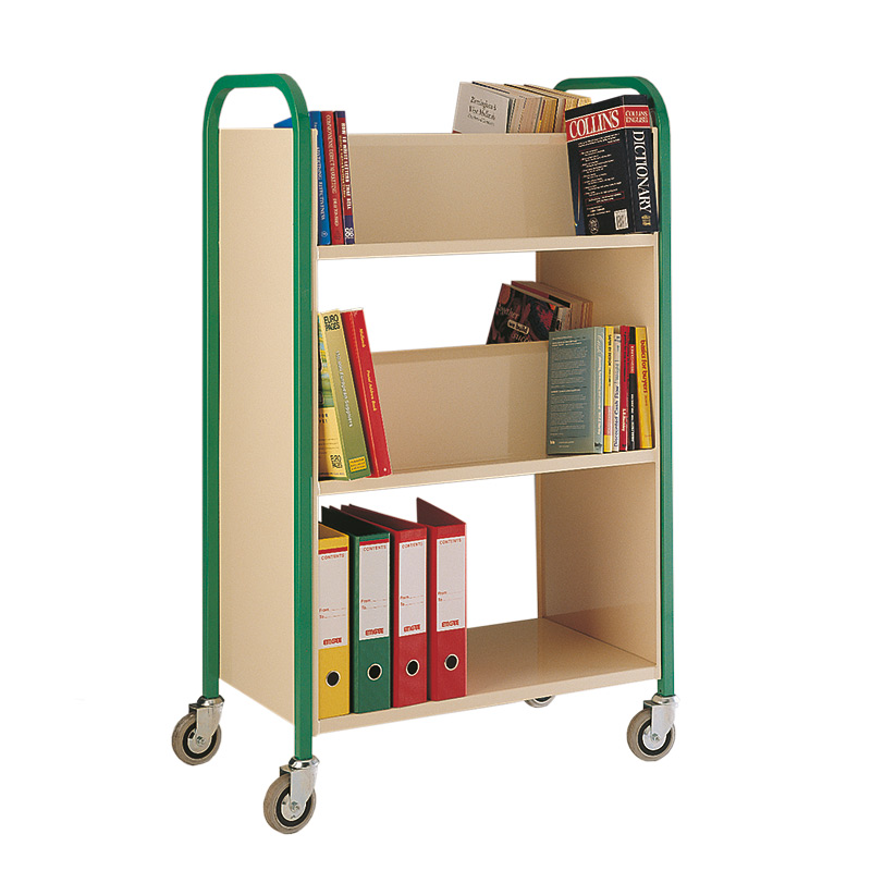 Book Trolley - 150kg Double Sided Three Tier Trolley 4 Swivel Castors