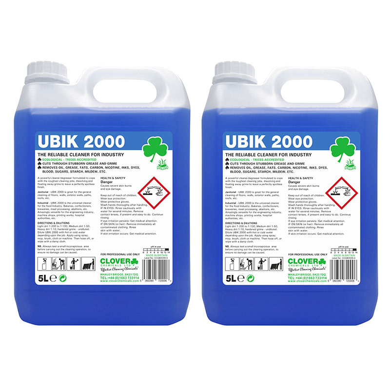 UBIK 2000 Industrial Liquid Degreaser & Cleaner - 2 x 5L