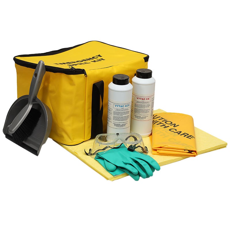 Acid & Alkali Spill Kit with Yellow PVC Cube Bag - 10L absorbent capacity