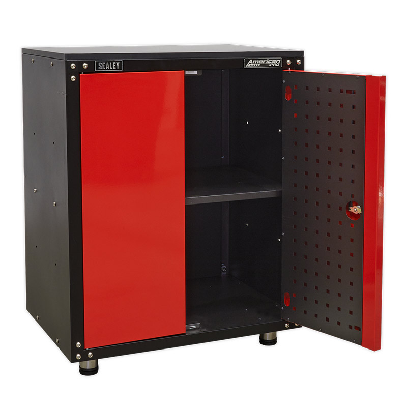 Sealey American Pro Modular 2 Door Steel Garage Storage Cabinet with Worktop - 665mm Wide 