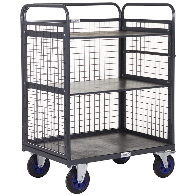 Apollo 600kg Distribution Truck with Mesh Sides & Back plus 2 Adjustable Shelves - 1100mm Height Above Base - 1100 x 700mm Platform