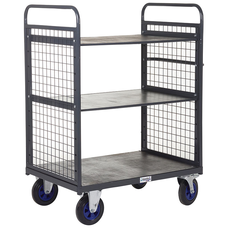 Apollo 600kg Distribution Truck with Mesh Sides & 2 Adjustable Shelves - 1100mm Height Above Base - 1100 x 700mm Platform