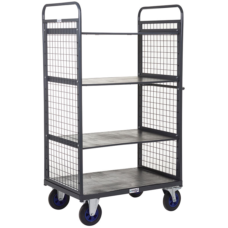 Apollo 600kg Distribution Truck with Mesh Sides & 3 Adjustable Shelves - 1500mm Height Above Base - 1000 x 700mm Platform