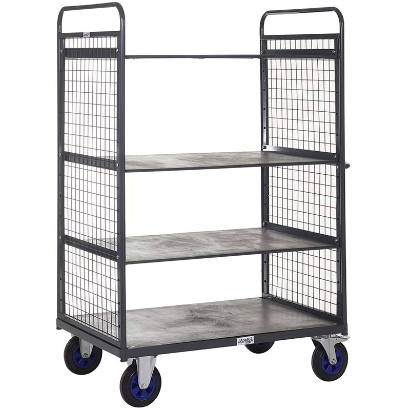 Apollo 600kg Distribution Truck with Mesh Sides & 3 Adjustable Shelves - 1500mm Height Above Base - 1300 x 700mm Platform