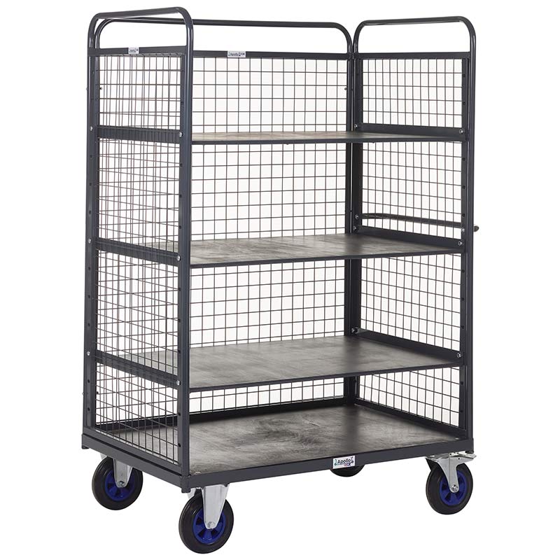 Apollo 600kg Distribution Truck with Mesh Sides & Back plus 3 Adjustable Shelves - 1500mm Height Above Base - 1200 x 800mm Platform