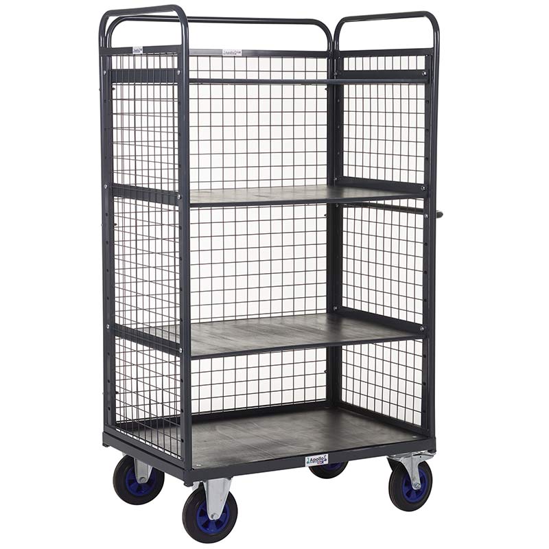 Apollo 600kg Distribution Truck with Mesh Sides & Back plus 3 Adjustable Shelves - 1500mm Height Above Base - 1100 x 700mm Platform