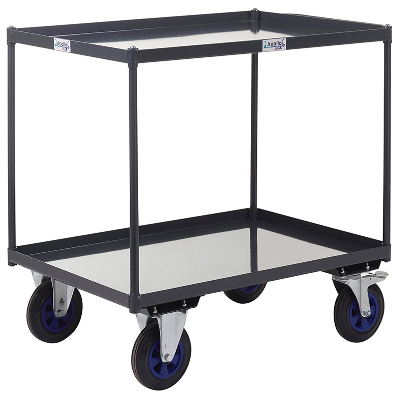 Apollo 600kg Shelf Trolley - 2 Steel Shelves with Surrounding Lip - 700 x 1000mm Platform Size