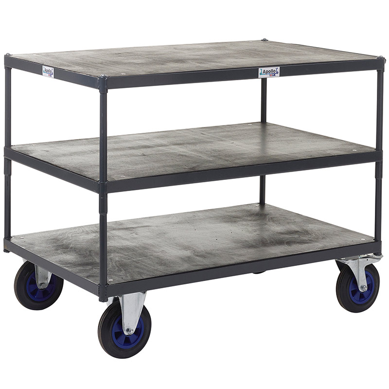 Apollo 600kg Shelf Trolley - 3 Timber Shelves - 700 x 1000mm Platform Size