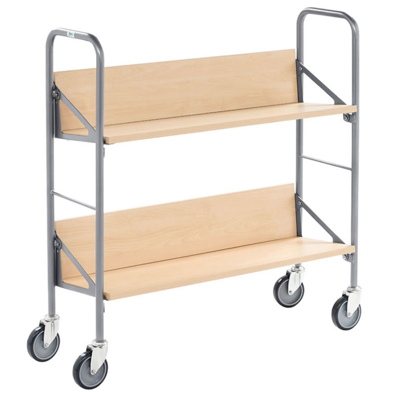 Archive Book Trolley with 2 Beech Shelves - 920 x 900 x 300mm