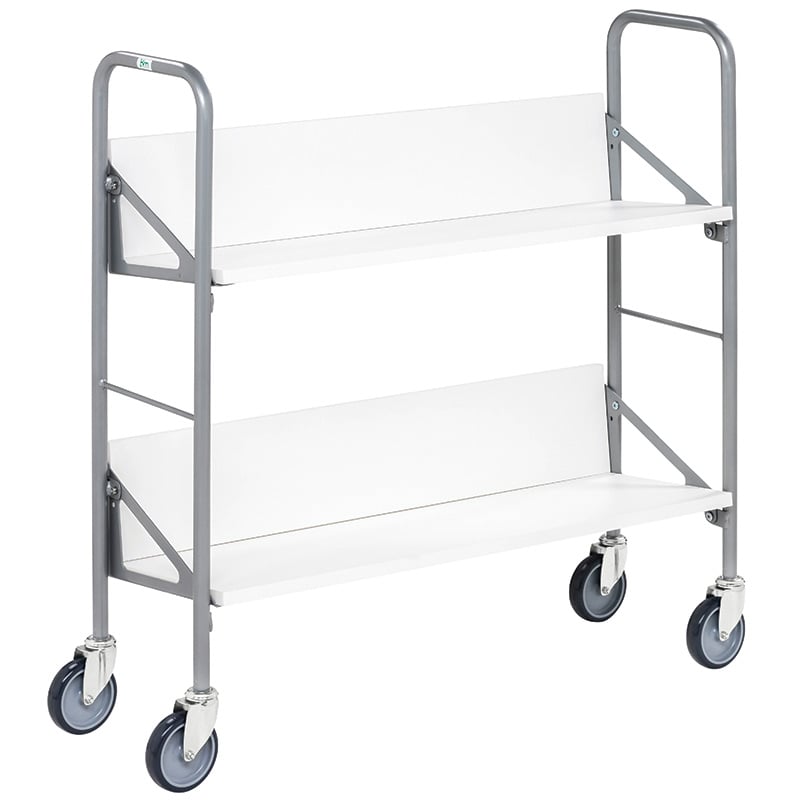 Archive Book Trolley with 2 white shelves - 920 x 900 x 300mm