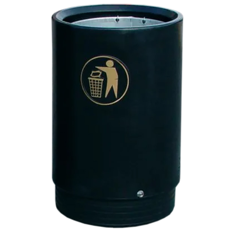 Outdoor Open Top Litter Bin - Black & Gold