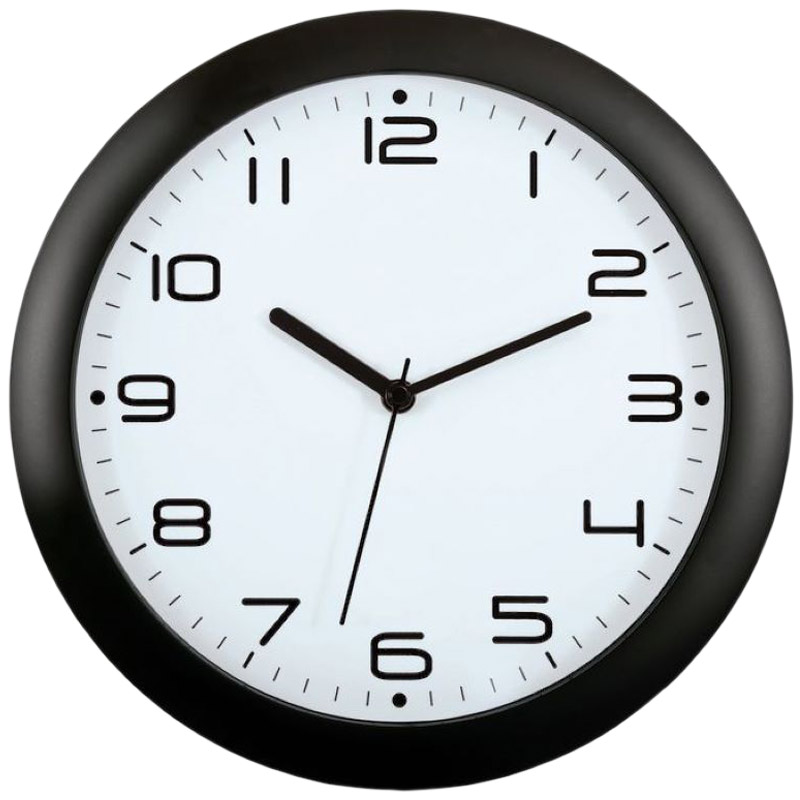 Wall Clock with White Face with Black Rim - 300mm Diameter