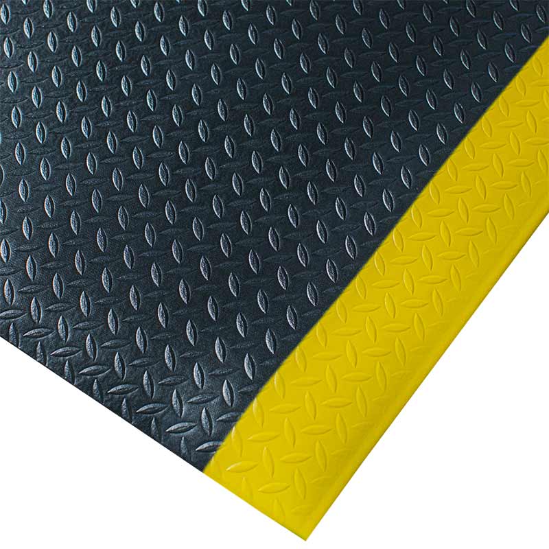 Kumfi Diamond Anti-fatigue Matting per Metre - 1200mm wide - Black with Yellow Edge