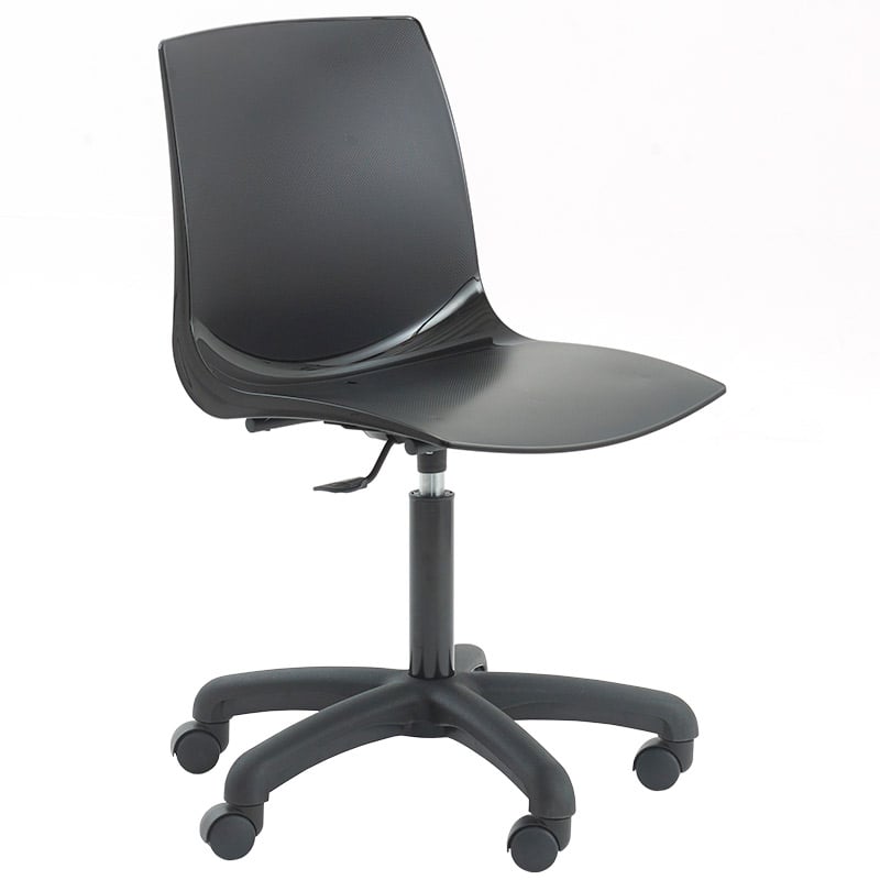 Polypropylene Industrial Swivel Chair with Castors, Mid Lift 450-590mm Seat Height