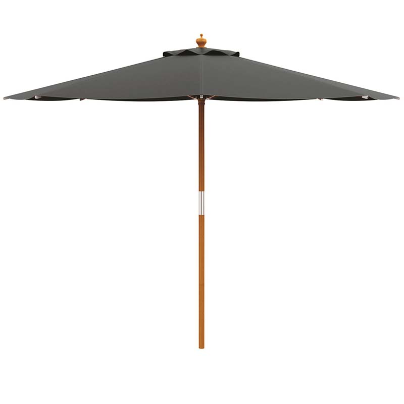 Grey Polyester Parasol with Wooden Pole - 2.5m diameter
