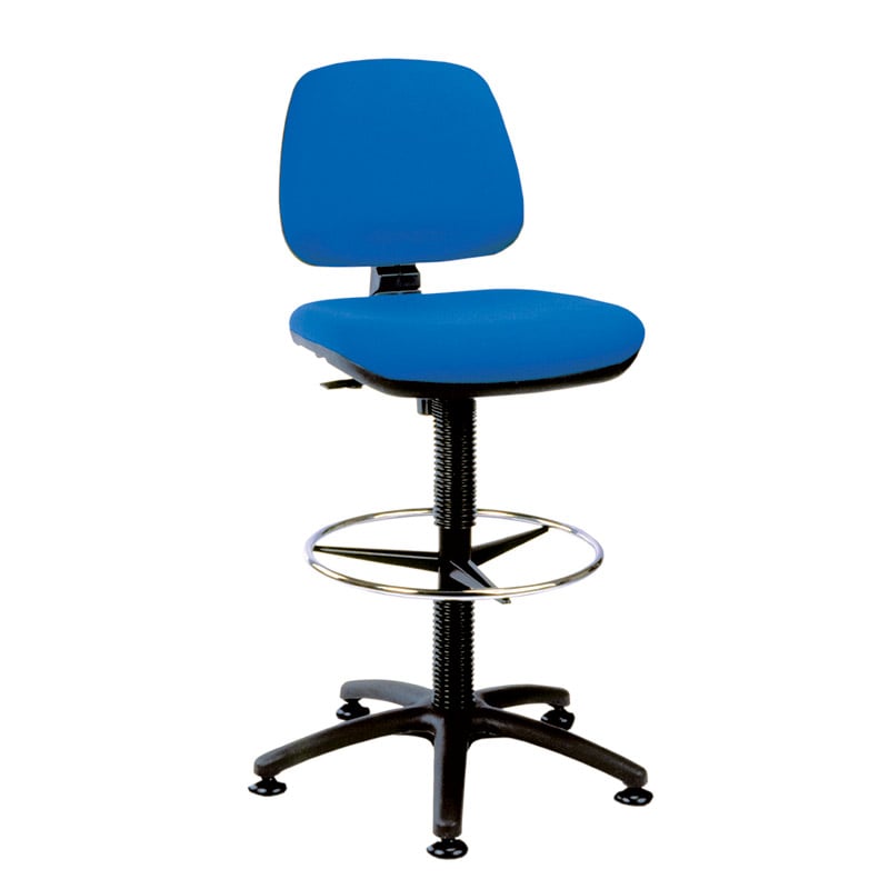 Upholstered High Lift Counter Chair with Glide Base - Blue Fabric