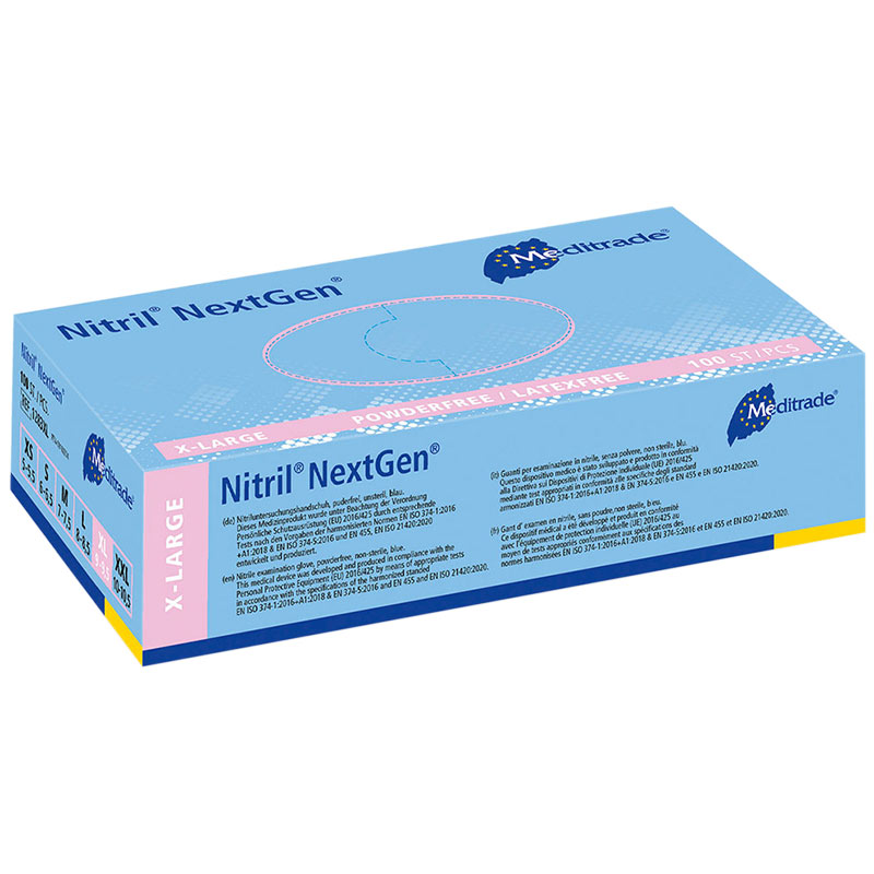 Blue Nitrile Powder-Free Gloves - Box of 100 -Extra Large