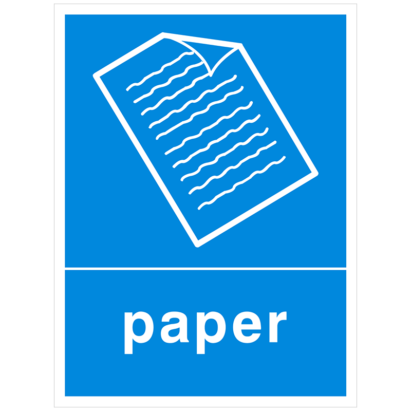 Blue Wheelie Bin Sticker Paper Waste - 200 x 150mm