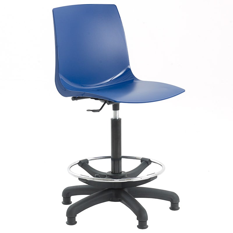 Polypropylene Industrial Swivel Chair with Glides, High Lift - 550-800mm Seat Height